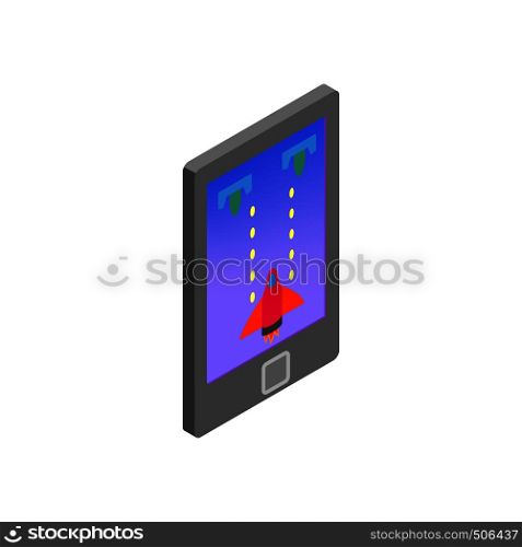 Modern handheld game console icon in isometric 3d style on white background. Modern handheld game console icon
