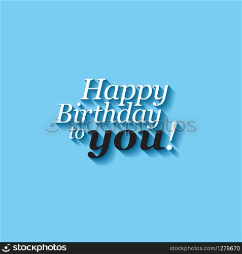 Modern Happy Birthday card template with minimalistic typography and long shadow effect