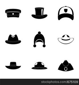 Modern hat icon set. Simple set of 9 modern hat vector icons for web isolated on white background. Modern hat icon set, simple style