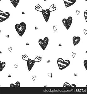Modern heart cartoon seamless pattern. Cute Romantic dark icons. Doodle sketch background. Hand drawn icon.Vector set. Modern heart cartoon seamless pattern. Cute Romantic dark icons. Doodle sketch background. Hand drawn icon.Vector set.