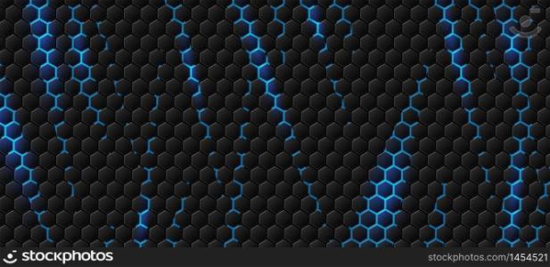 Modern hexagon background with blue light effect vector illustration