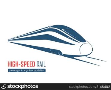 Modern high speed rail emblem, icon, label, silhouette. Vector illustration.. Modern high speed rail emblem, icon, label, silhouette. Vector i