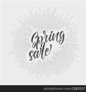 Modern hipster spring sale - lettering with sunrays