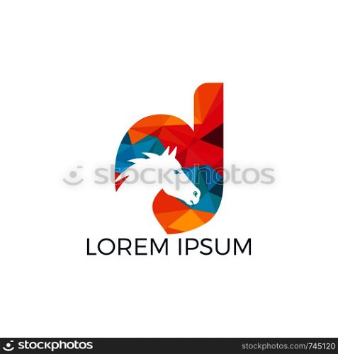 Modern horse and letter D logo design. Creative alphabet D and horse vector logo design template.