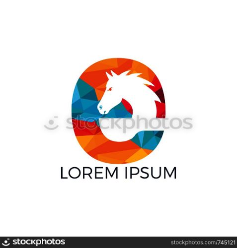 Modern horse and letter E logo design. Creative alphabet E and horse vector logo design template.