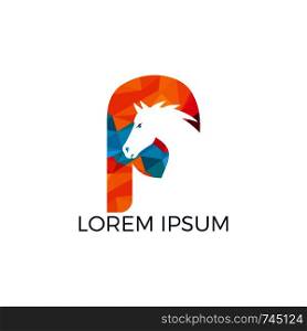 Modern horse and letter P logo design. Creative alphabet P and horse vector logo design template.