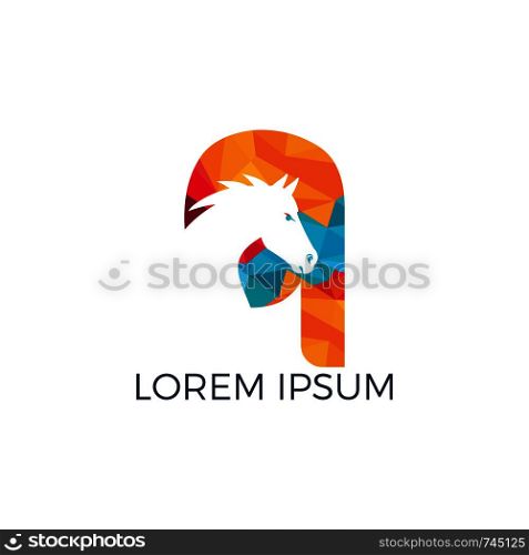 Modern horse and letter Q logo design. Creative alphabet Q and horse vector logo design template.