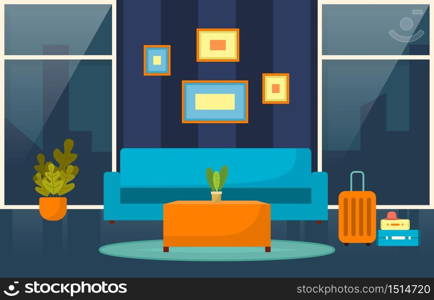 Modern Hotel Lobby Room Furniture Decoration Interior Illustration