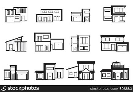 Modern House Home Real Estate Icon Symbol Line Style Element