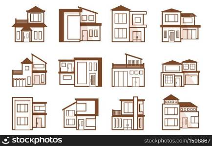 Modern House Home Real Estate Icon Symbol Line Style Element