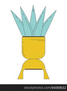 Modern houseplant potted in antique vase flat line color isolated vector object. House plant. Editable clip art image on white background. Simple outline cartoon spot illustration for web design. Modern houseplant potted in antique vase flat line color isolated vector object