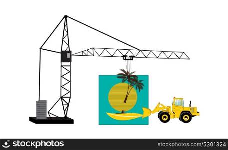 Modern Idea Concept for your Business: the Creation of Recreation, Palm Leaf. Vector Illustration. EPS10. Modern Idea Concept for your Business: the Creation of Recreatio