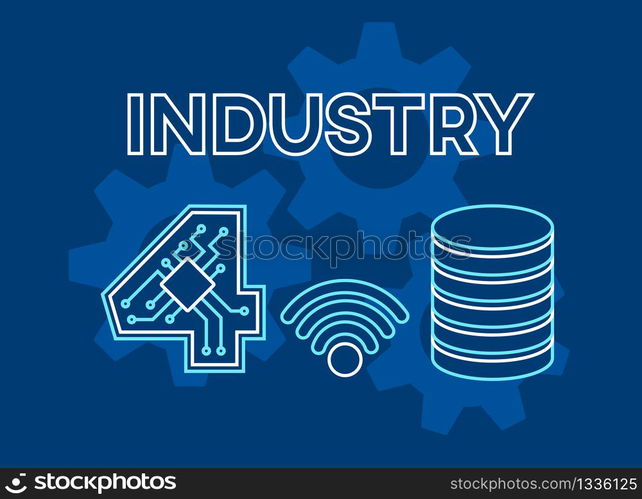 Modern industrial manufacturing concept Industry 4.0. Safety wireless data storage Smart Machine technology.