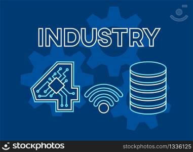 Modern industrial manufacturing concept Industry 4.0. Safety wireless data storage Smart Machine technology.