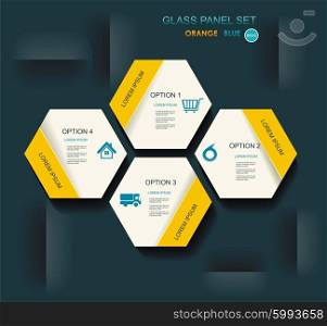 Modern infographics set with Hexagonal abstract 3d cells. Diagram and Time Line design. Vector