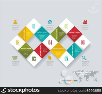 Modern infographics set with rhombus abstract 3d cells. Diagram and Time Line design. Vector
