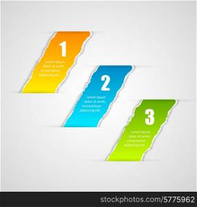 Modern infographics template torn paper style. Vector illustration number options for brochure or web design. Modern infographics template torn paper style.