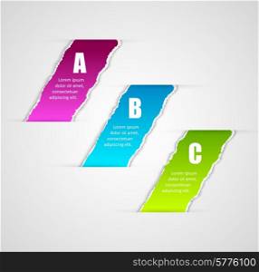 Modern infographics template torn paper style. Vector illustration number options for brochure or web design. Modern infographics template torn paper style.