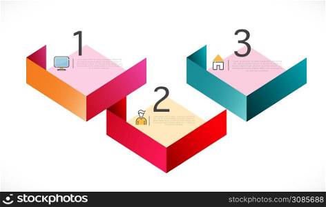 Modern infographics with overlapping and colorful geometric template on white background and space for business or technology presentation. vector illustration