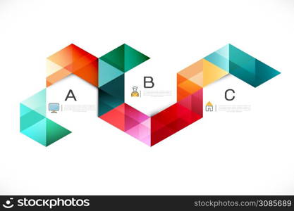 Modern infographics with overlapping and colorful geometric template on white background and space for business or technology presentation. vector illustration