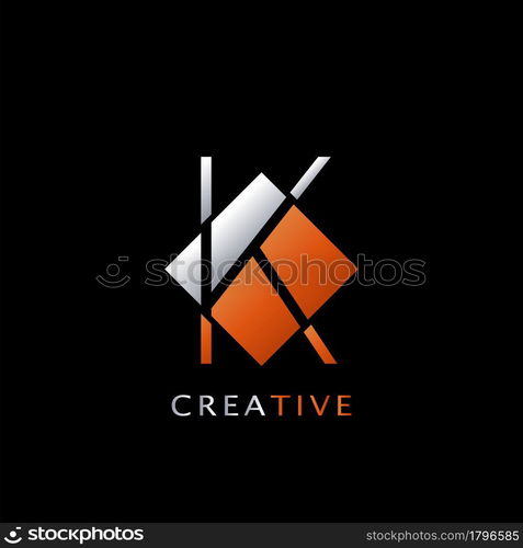 Modern Initial Letter K Rhombus Polygon Geometric Logo vector design concept.