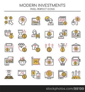 Modern Investments , Thin Line and Pixel Perfect Icons