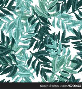 Modern jungle leaf seamless pattern. Tropical pattern, palm leaves seamless. Exotic plant backdrop. Botanical floral background. Design for fabric, textile, wrapping, cover. Vector illustration. Modern jungle leaf seamless pattern. Tropical pattern, palm leaves seamless. Exotic plant backdrop. Botanical floral background.
