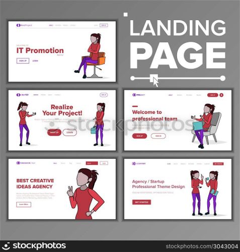 Modern Landing Page Concept Vector. Line Woman. Store. Shop Online. Creative Idea. Business Coworking. Office Investment Webpage. Main Website Page Design. Consumerism Template Illustration. Modern Landing Page Concept Vector. Line Woman. Store. Shop Online. Creative Idea. Business Coworking. Office Investment Webpage. Main Website Page Design. Template Illustration