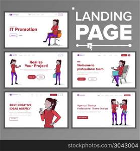 Modern Landing Page Concept Vector. Line Woman. Store. Shop Online. Creative Idea. Business Coworking. Office Investment Webpage. Main Website Page Design. Consumerism Template Illustration. Modern Landing Page Concept Vector. Line Woman. Store. Shop Online. Creative Idea. Business Coworking. Office Investment Webpage. Main Website Page Design. Template Illustration