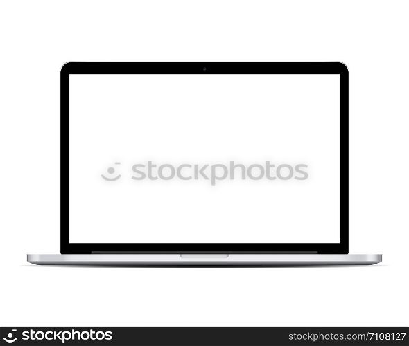 Modern laptop computer isolated on white background. Laptop computer with blank screen. Vector illustration.