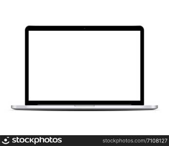 Modern laptop computer isolated on white background. Laptop computer with blank screen. Vector illustration.