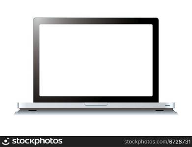 Modern laptop computer with blank white screen