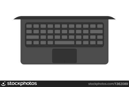 Modern laptop isolated pc. Computer with keyboard in vector with blank design. Isolated black mockup. Mobile portable device. Vector EPS 10.