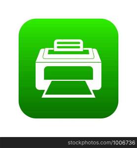 Modern laser printer icon digital green for any design isolated on white vector illustration. Modern laser printer icon digital green