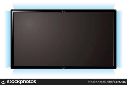 Modern lcd flat screen television with blue outer glow