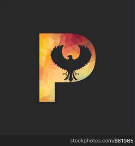 Modern Letter P initial Falcon logo designs. Alphabet P initial Hawk Symbol template.