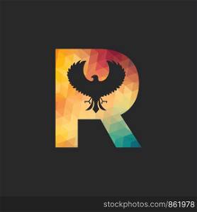 Modern Letter R initial Falcon logo designs. Alphabet R initial Hawk Symbol template.