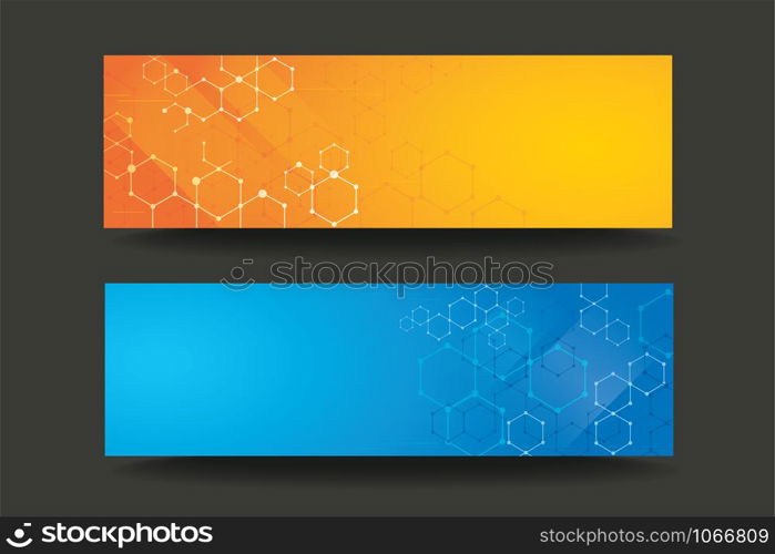 modern line hexagon template banner background vector EPS10