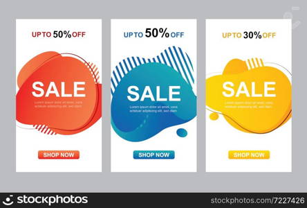 Modern liquid abstract set for sale banners template. Use for flyer, discount special offer design, promotion background.