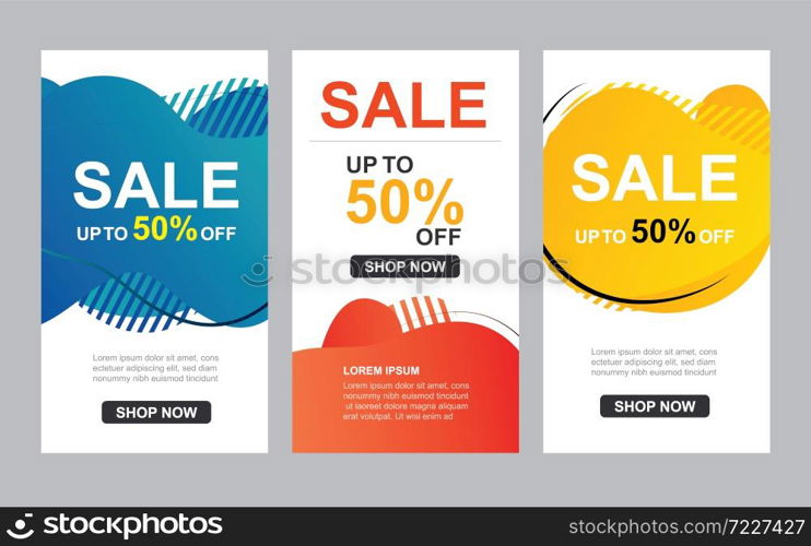 Modern liquid abstract set for sale banners template. Use for flyer, discount special offer design, promotion background.