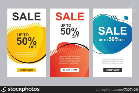 Modern liquid abstract set for sale banners template. Use for flyer, discount special offer design, promotion background.