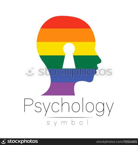 Modern logo head with Keyhole, sign of Psychology. Profile Human. Creative style logotype. Symbol in vector. Design concept. Brand company. Rainbow color isolated on white . Icon for web, print. Modern logo head with Keyhole, sign of Psychology. Profile Human. Creative style logotype. Symbol in vector. Design concept. Brand company. Rainbow color isolated on white . Icon for web, print.