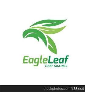 Modern logo of an eagle head created with green leaves