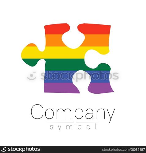 Modern logo vector silhouette puzzle . logotype isolated on white background. Rainbow bright colors. Unusual cool symbol. Concept design for web, clinic, school, education, LGBT. Creative.. Modern logo vector silhouette puzzle . logotype isolated on white background. Rainbow bright colors. Unusual cool symbol. Concept design for web, clinic, school, education, LGBT. Creative