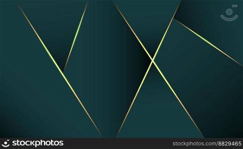 modern luxury abstract background with glowing golden line elements .Beautiful geometric shapes on an elegant green gradient background. vector for design