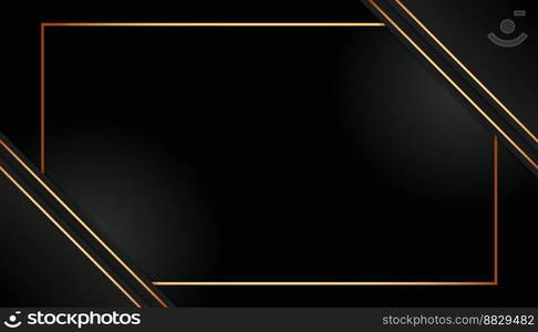 Modern luxury abstract background with glowing golden line elements. Beautiful geometric shapes on black background. vector