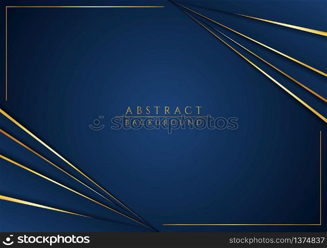 Modern luxury abstract blue background golden shape overlap style with space. vector illustration.