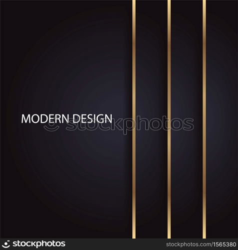 Modern luxury geometric abstract design with golden vertical lines on black background