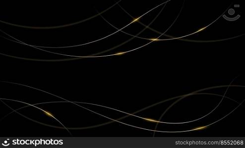 Modern luxury golden wave lines on black background. Vector illustration