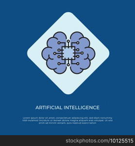 Modern machine learning vector ilustration. Learning data network system concept. Electronic computer processor circuit